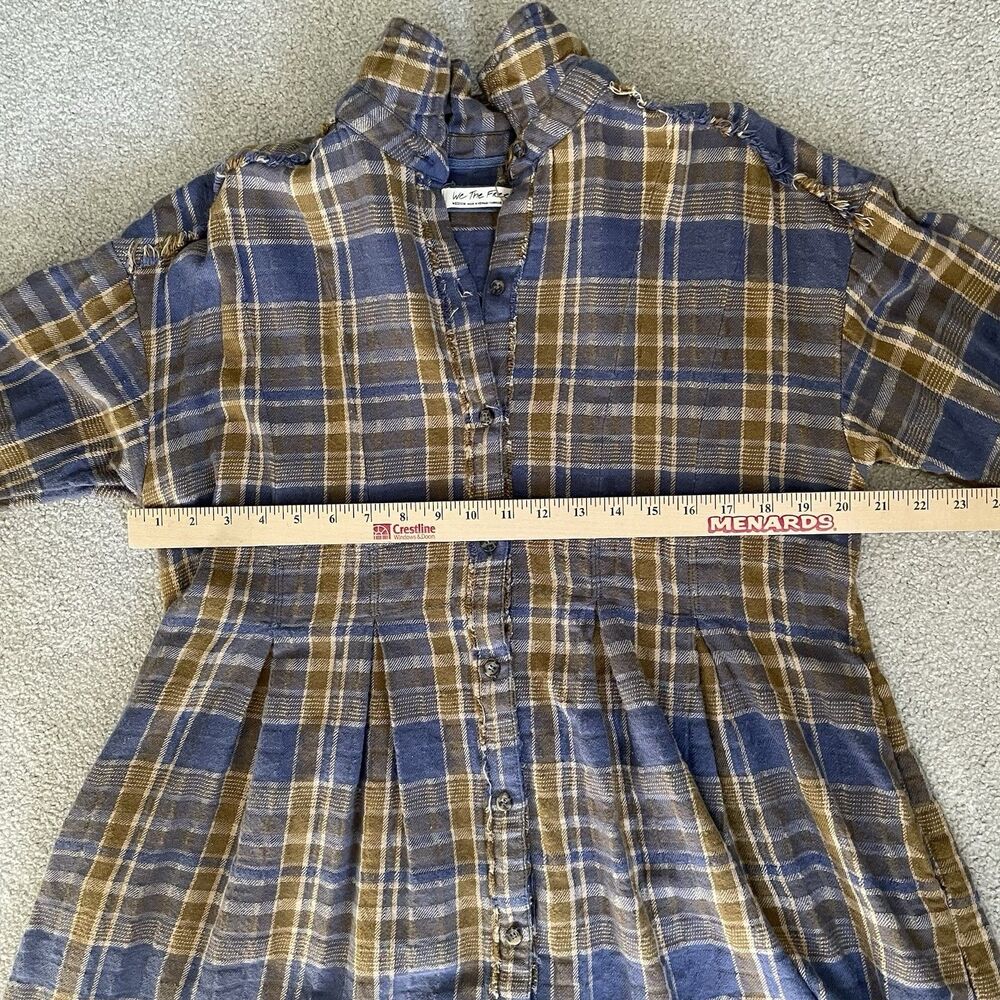 We The Free Plaid Plaid Flannel Mary Ann Button Down Tunic Dress Women's Medium - Picture 12 of 13
